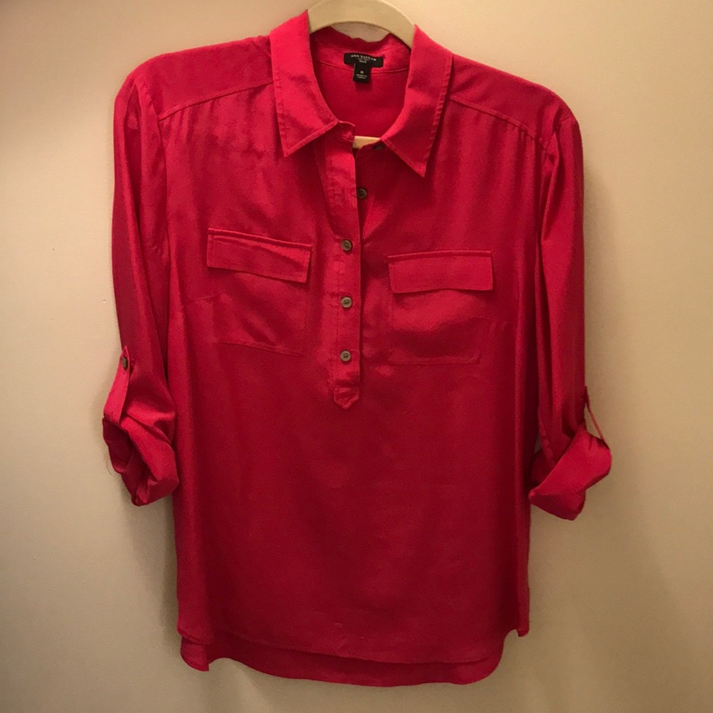 Ann Taylor Pink Silk blouse size 8